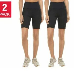 NEW Danskin Women's XS Bike Shorts 2-Pack Black Moisture-Wicking High-Waist